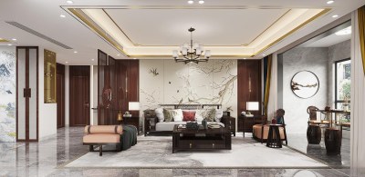 新中式客餐厅3D模型下载